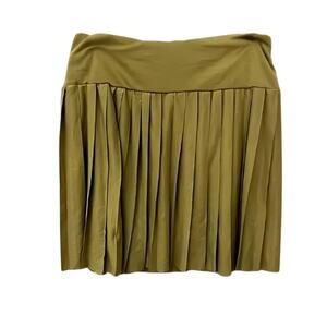 Vero Moda Mini Skirt Wide Waistband Pleated Knit with Back Zip Green Medium NWT